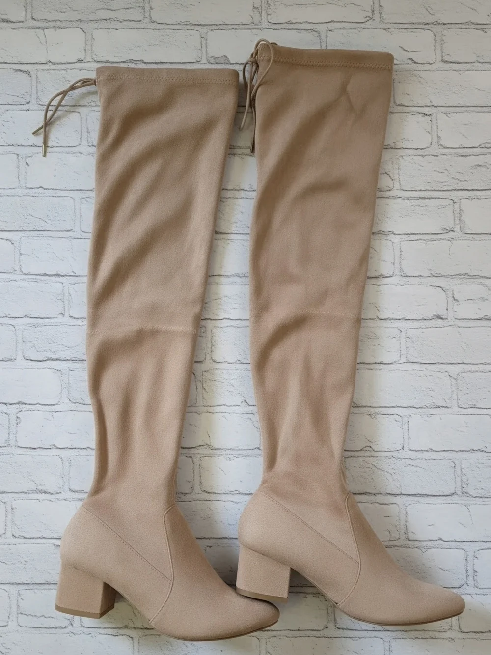 NWOT Over-the-Knee Block Heel Boots in Sand Color(6.5)